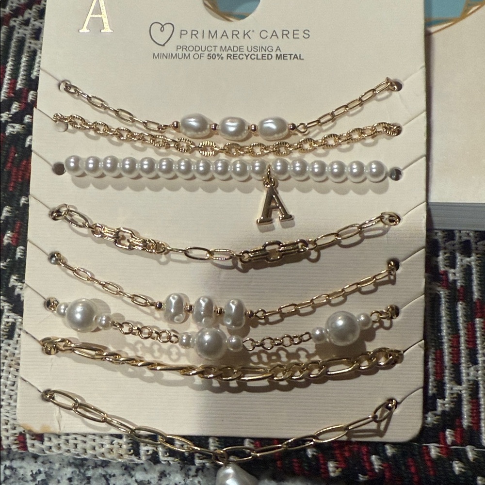 Primark Gold and White Pearl Bracelet Collection